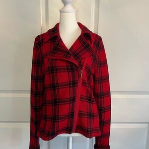 Chaps Women’s Red Plaid Zip-Up Jacket Sz M